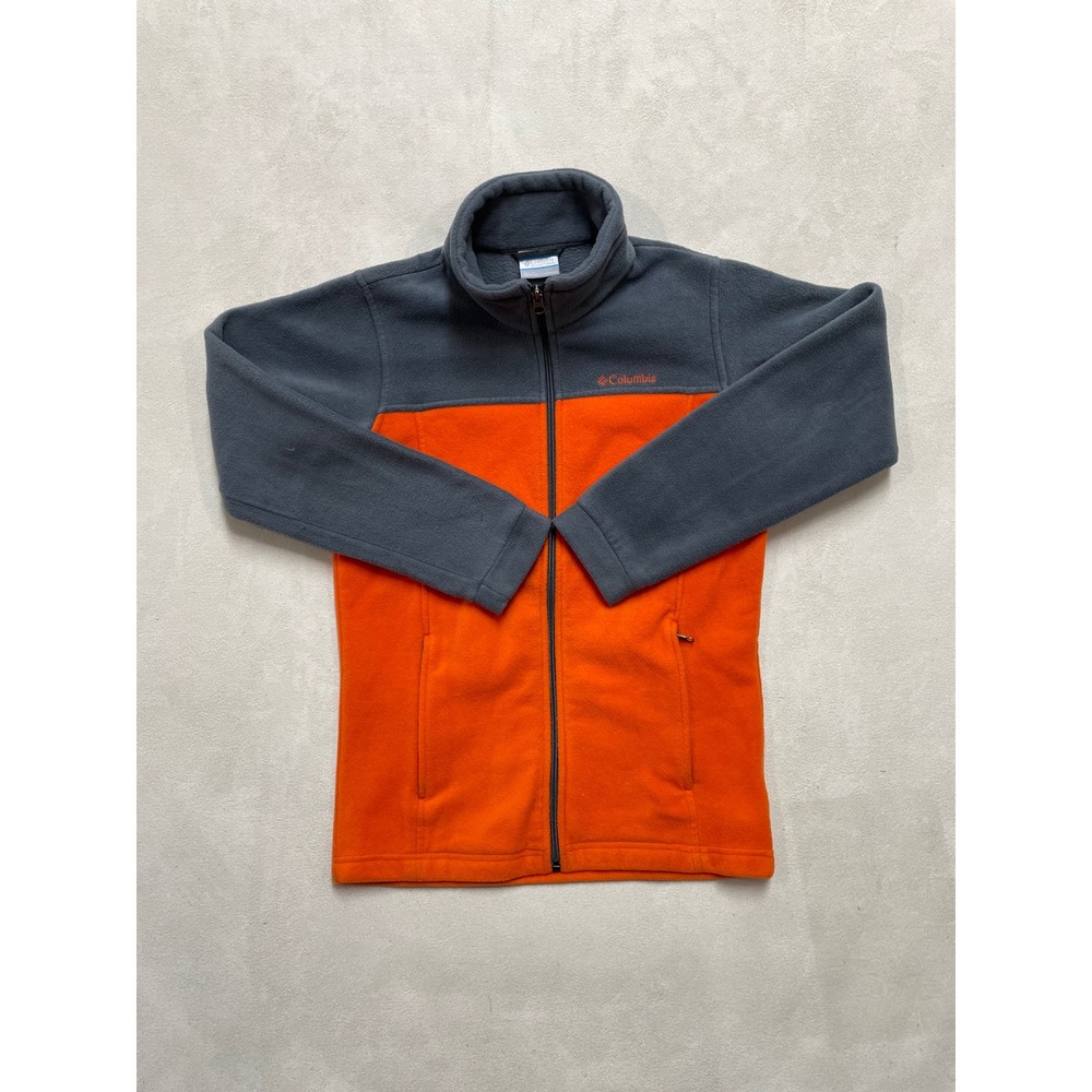 Columbia Kids Fleece Jacket Full Zip Gray Orange Size Large 14/16 Outdoor Layer